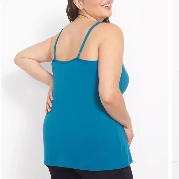 Lane Bryant Turquoise Blue Tank Top 18/20 Cotton Blend NWOT Adjustable Straps - Picture 2 of 14